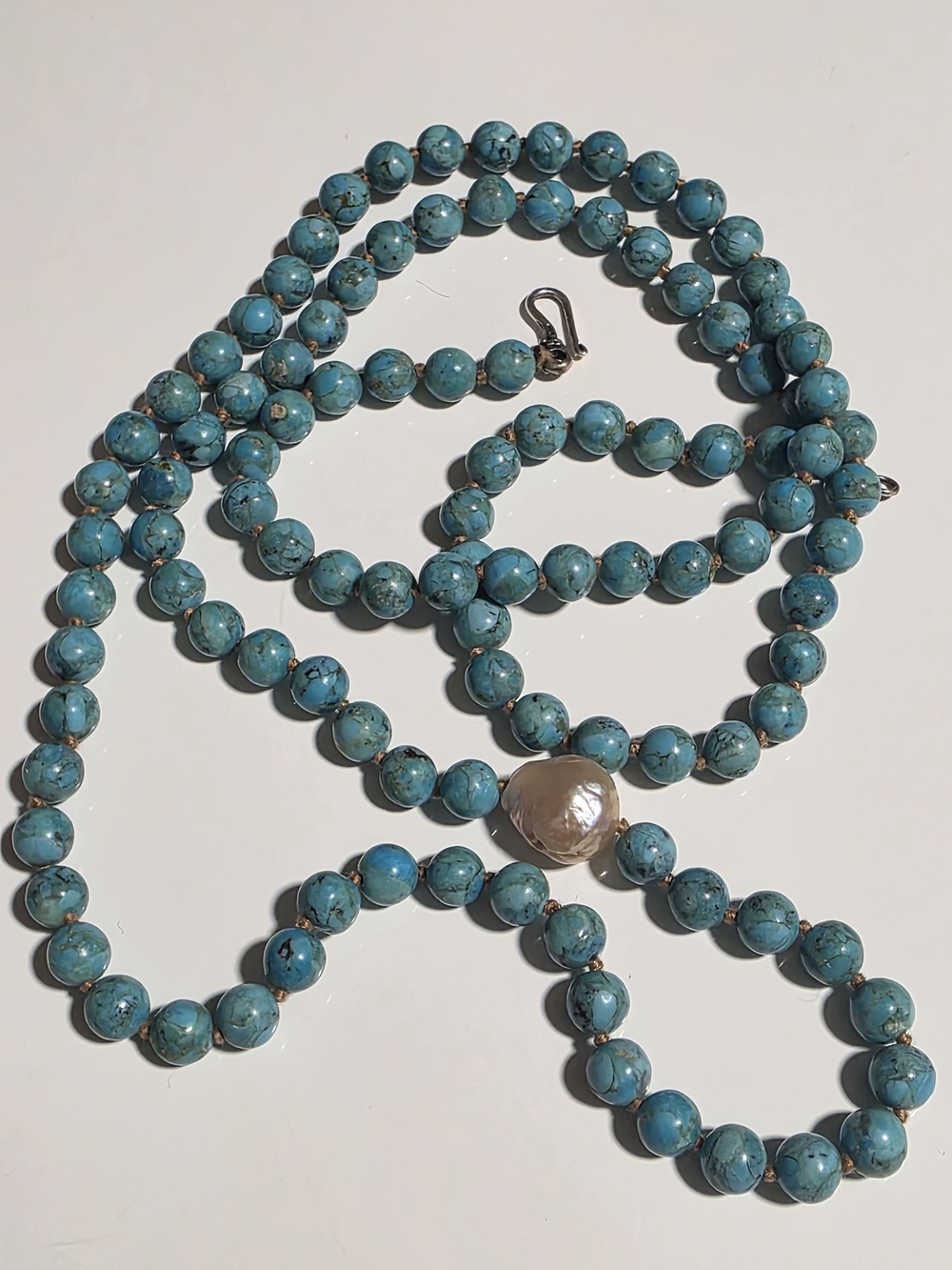 Chan Luu Turquoise Beaded Necklace with Freshwater Pearl